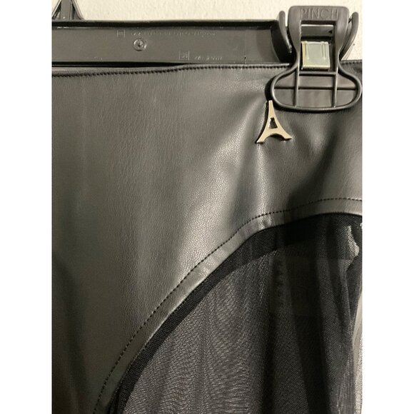 *MANIERE DE VOIR Women Faux Leather/Sheer Pants NEW Black size US 6 - Picture 7 of 13